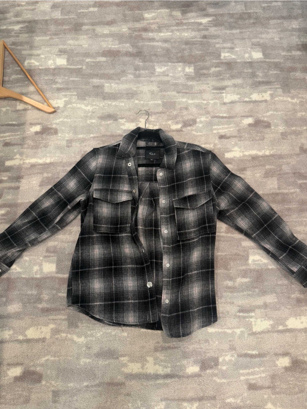 Women’s Rails xs Black & Gray Plaid Button-Up Shirt Jacket